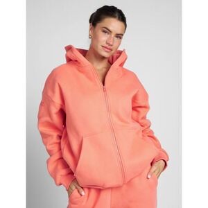 Comfrt Coral Pink Zip Up Hoodie With Pockets On Sleeves Small New Without Tags